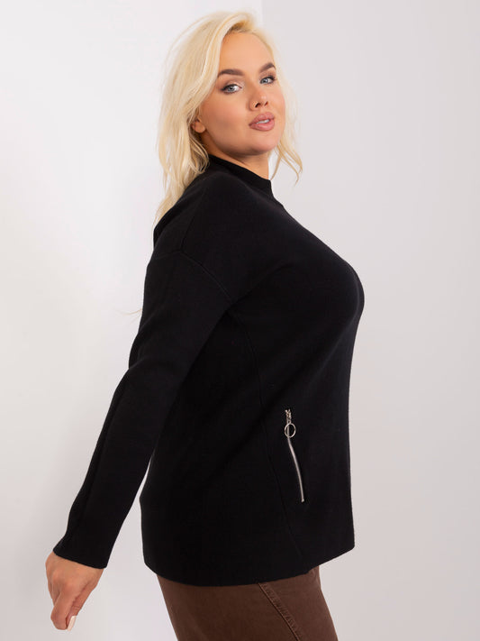 Czarny damski sweter plus size z wiskozą