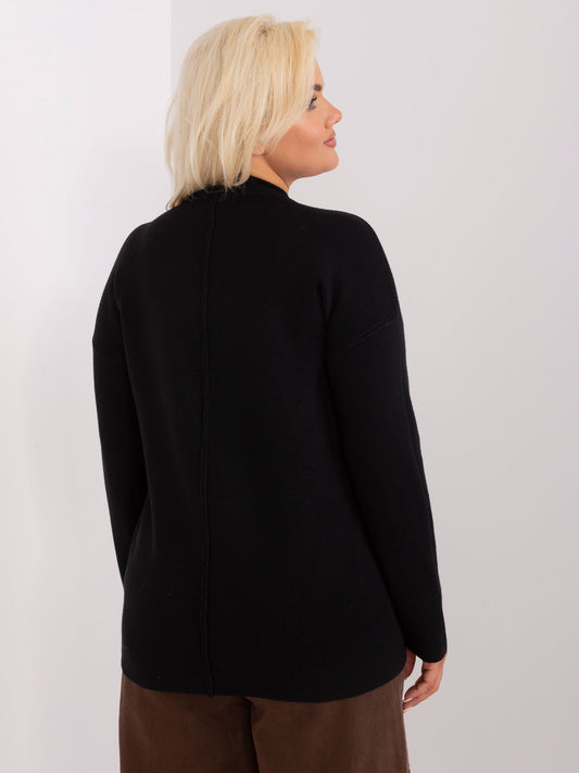 Czarny damski sweter plus size z wiskozą
