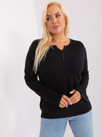 Czarny damski sweter plus size z wiskozą
