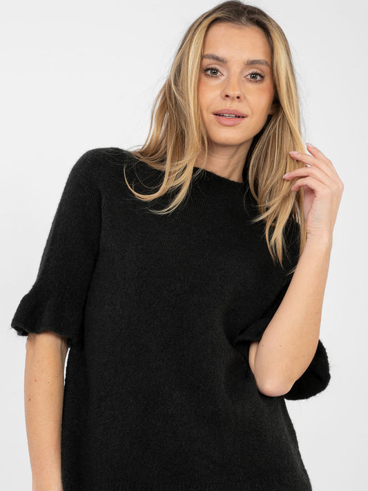 Czarny damski sweter z krótkim rękawem