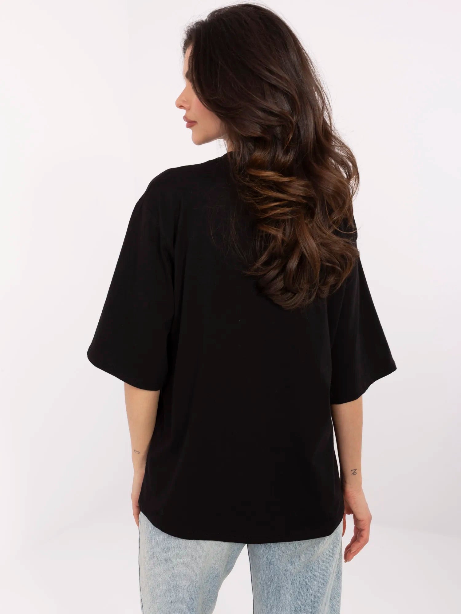 Czarny damski t-shirt z nadrukiem cytryny