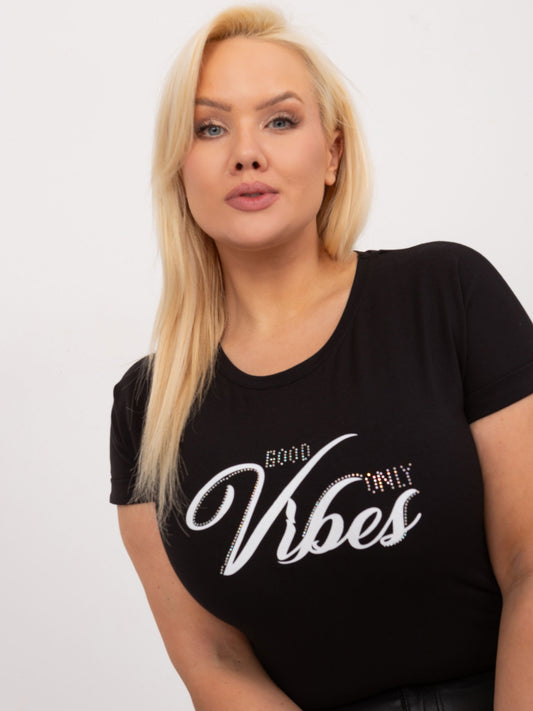 Czarny t-shirt plus size z okrągłym dekoltem