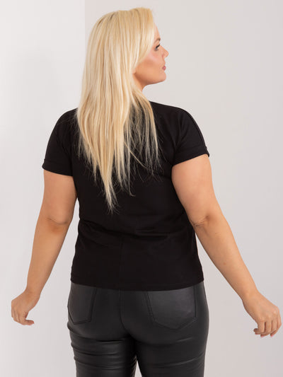 Czarny t-shirt plus size z okrągłym dekoltem