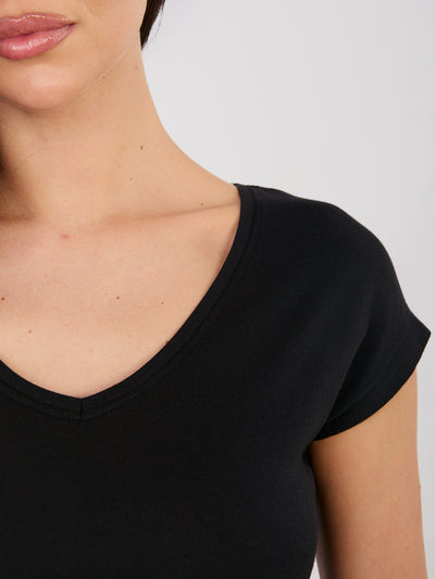 SUBLEVEL Czarny  damski t-shirt z domieszką modalu