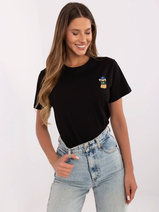 Czarny t-shirt z okrągłym dekoltem