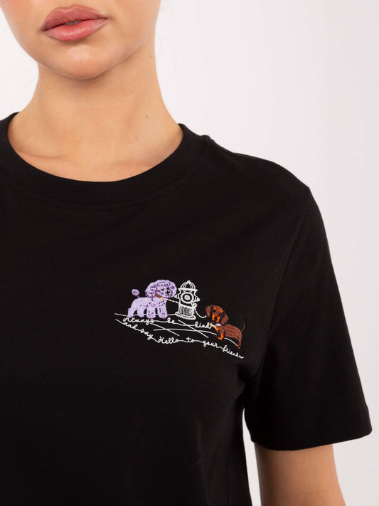 Czarny damski t-shirt z bawełny
