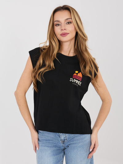 SUBLEVEL Czarny damski t-shirt bez rękawów