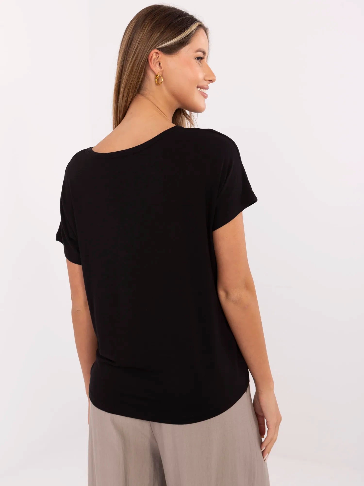 SUBLEVEL Czarny damski t-shirt z wiskozy