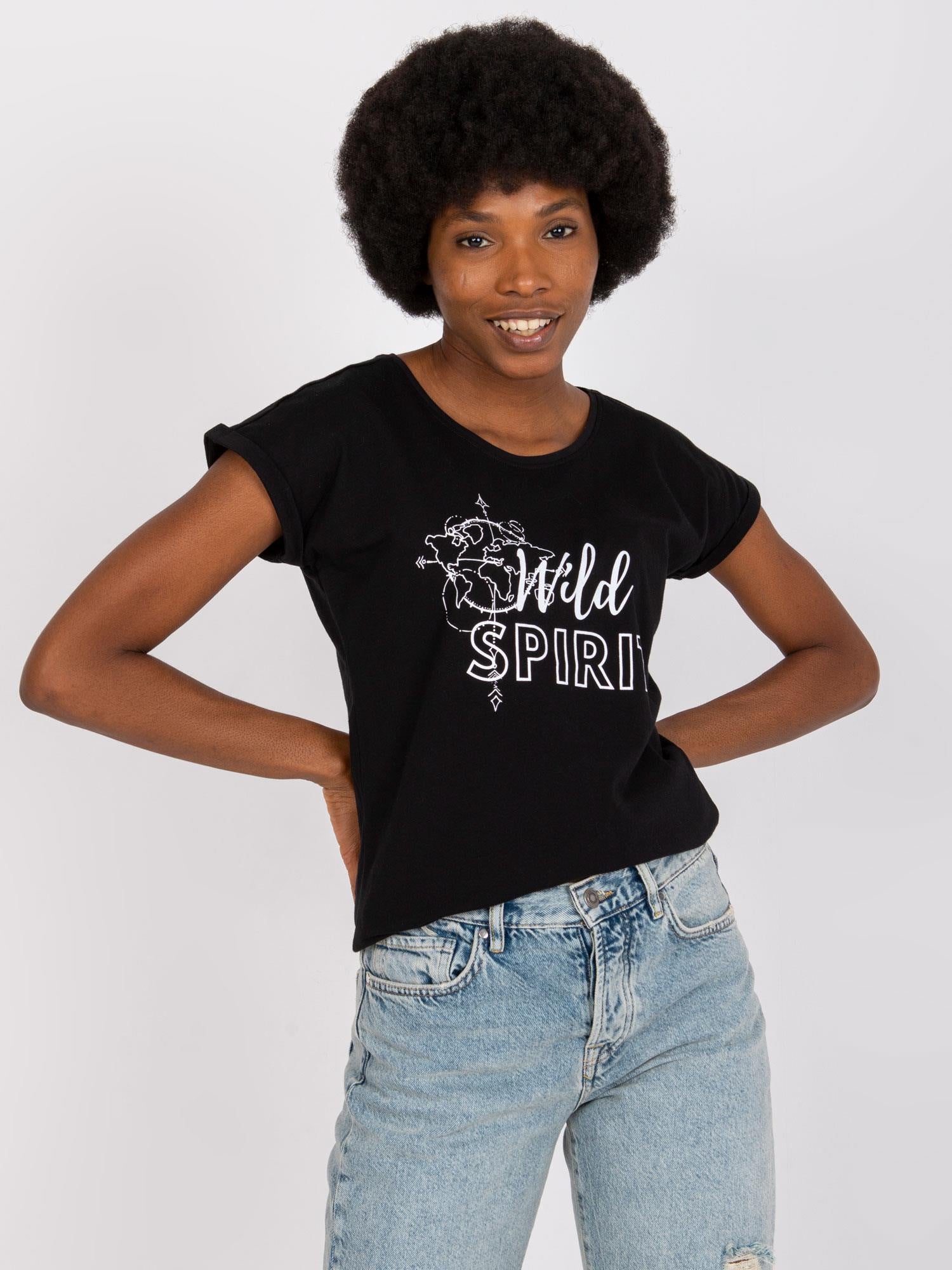 MAYFLIES Czarny t-shirt z nadrukiem