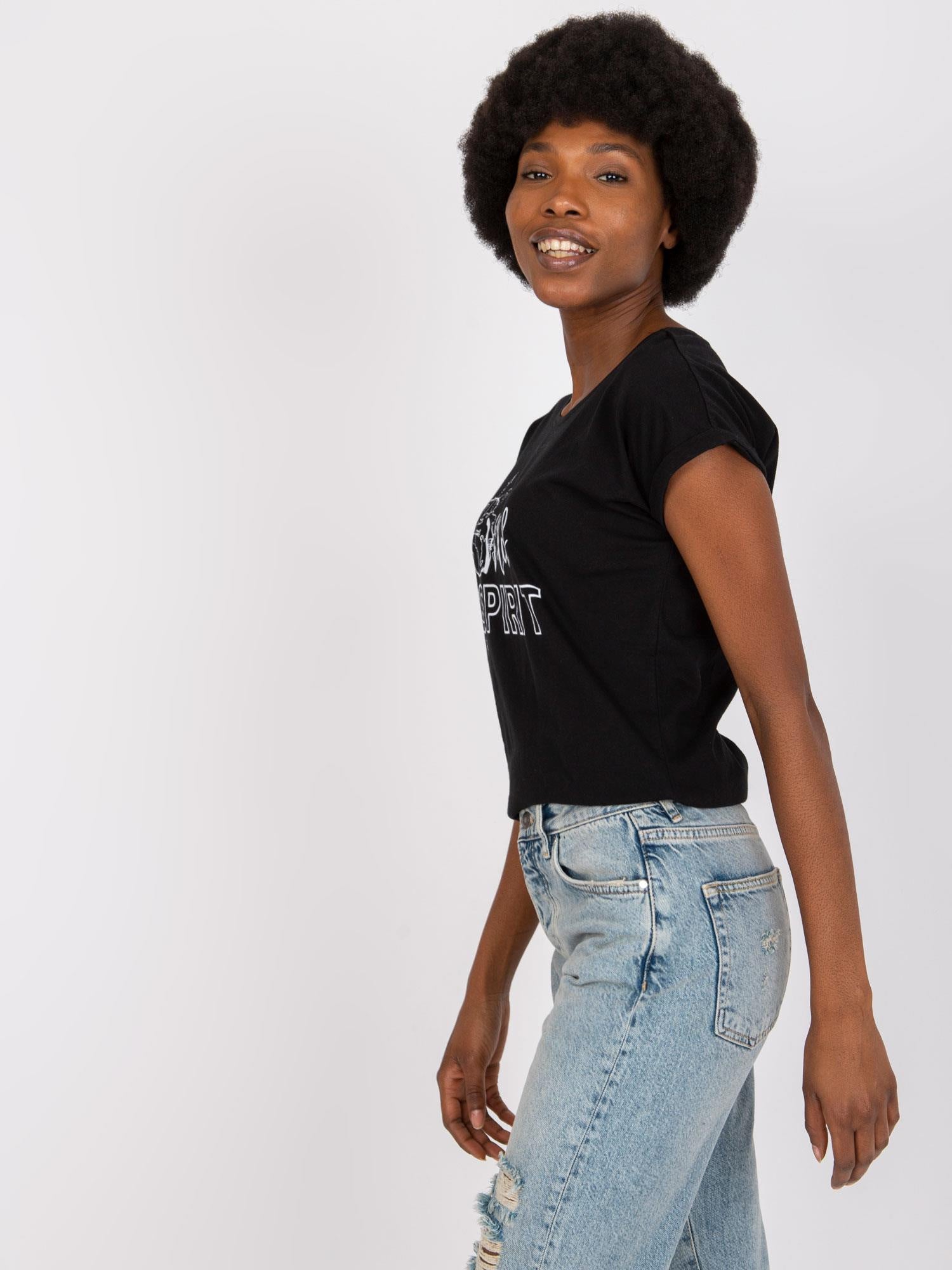 MAYFLIES Czarny t-shirt z nadrukiem