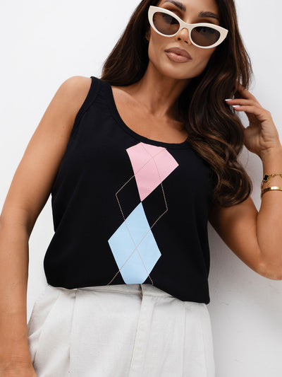 Czarny damski tank top z bawełny