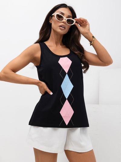 Czarny damski tank top z bawełny
