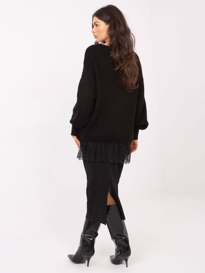Czarny elegancki sweter z domieszką moheru