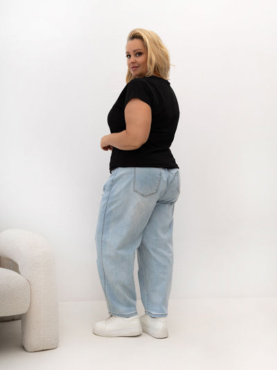 Czarny damski t-shirt plus size z bawełny