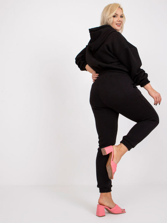 Czarny dresowy komplet plus size z bawełny