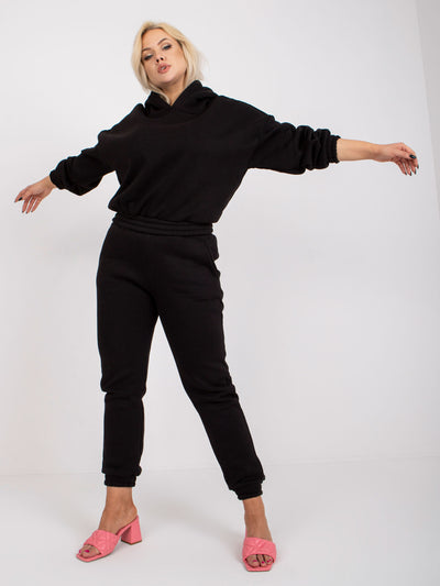 Czarny dresowy komplet plus size z bawełny