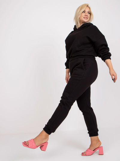 Czarny dresowy komplet plus size z bawełny