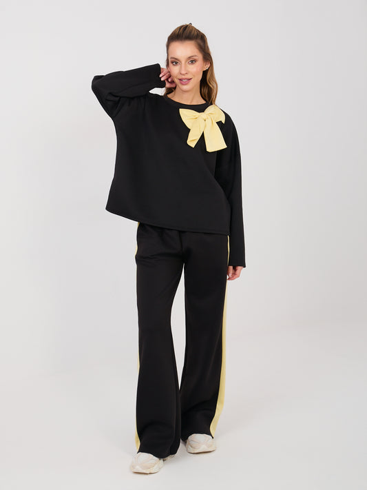 RUE PARIS Czarny casualowy komplet z bluzą oversize
