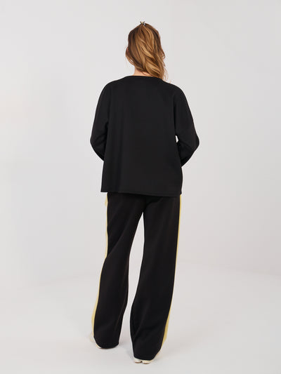 RUE PARIS Czarny casualowy komplet z bluzą oversize