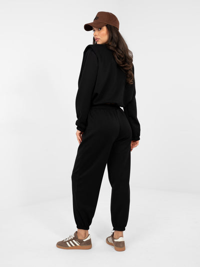 RUE PARIS Czarny komplet ze spodniami typu jogger
