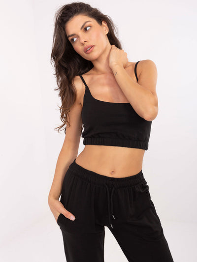 Czarny dresowy komplet z crop topem