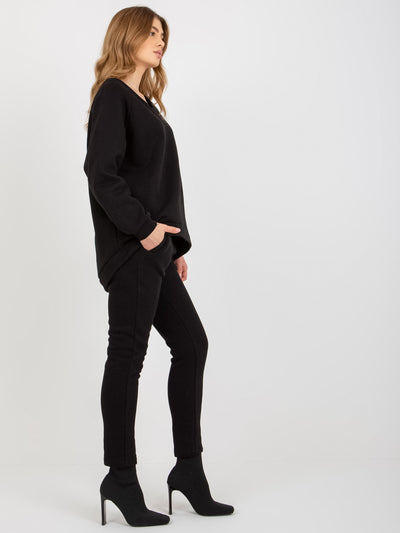 Czarny dwuczęściowy komplet basic z bluzą oversize