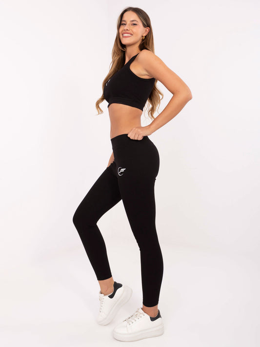 FOR FITNESS Czarny dwuczęściowy komplet sportowy