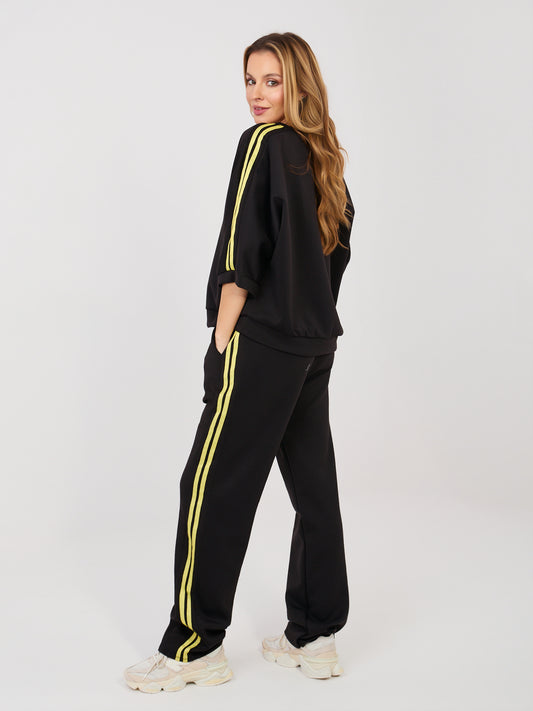RUE PARIS Czarny dresowy komplet z bluzą oversize