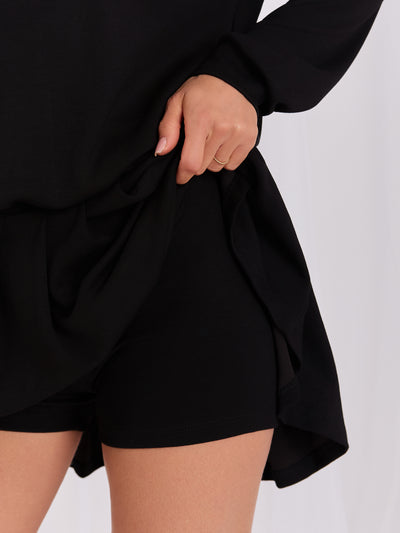 Czarny dwuczęściowy komplet z bluzą oversize