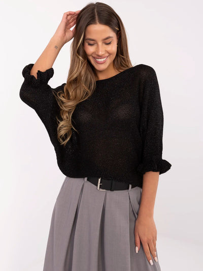 Czarny sweter oversize z kokardą na plecach