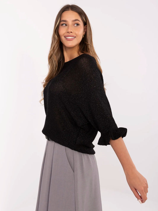 Czarny sweter oversize z kokardą na plecach
