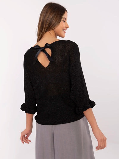 Czarny sweter oversize z kokardą na plecach
