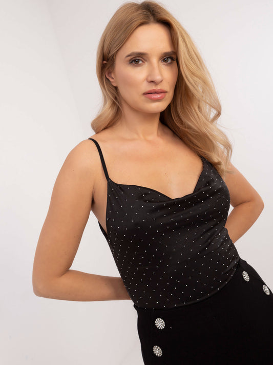 Czarny elegancki top na ramiączkach