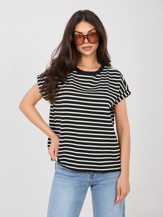 SUBLEVEL Czarny grubszy t-shirt z bawełny