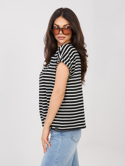 SUBLEVEL Czarny grubszy t-shirt z bawełny