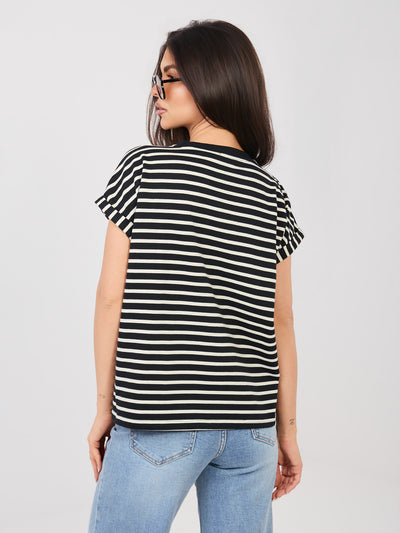 SUBLEVEL Czarny grubszy t-shirt z bawełny