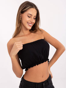 Czarny damski crop top z wiskozy