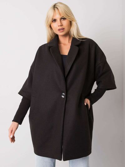 RUE PARIS Czarny płaszcz oversize