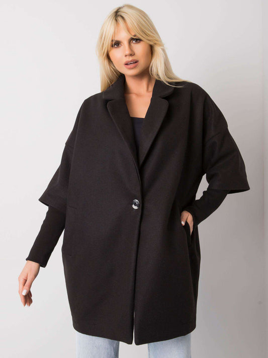 RUE PARIS Czarny płaszcz oversize