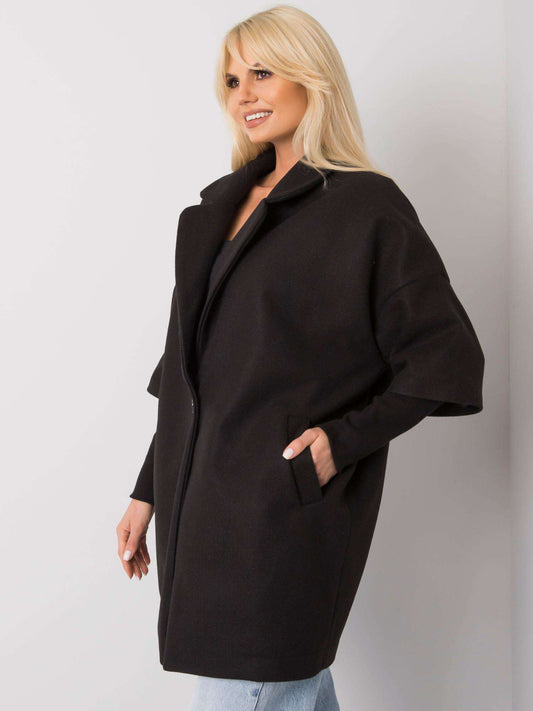 RUE PARIS Czarny płaszcz oversize
