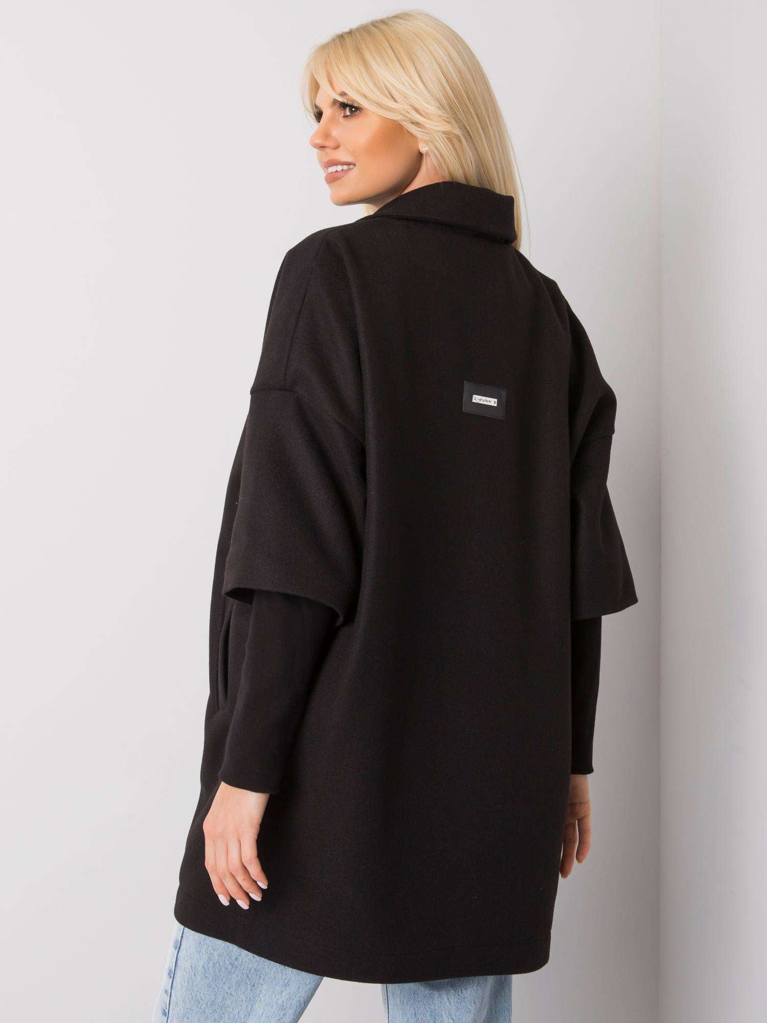RUE PARIS Czarny płaszcz oversize