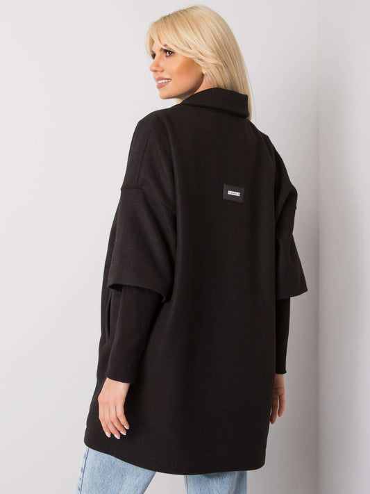RUE PARIS Czarny płaszcz oversize
