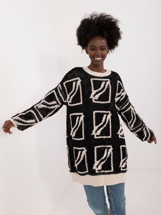Czarny damski sweter oversize