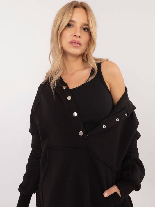 Czarny damski komplet basic o kroju oversize