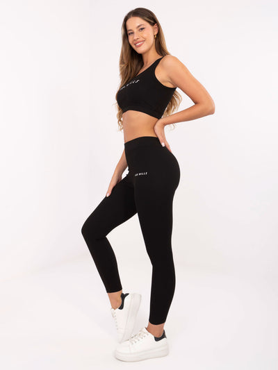 FOR FITNESS Czarny sportowy komplet z napisami