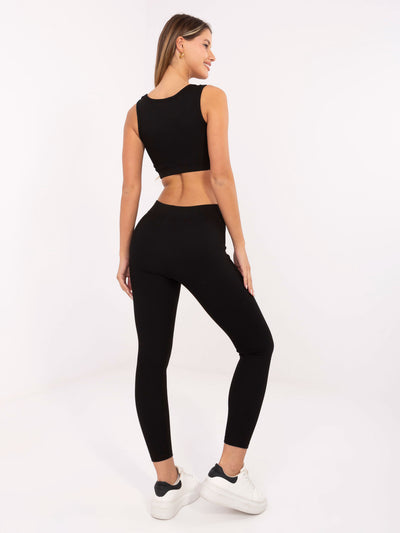 FOR FITNESS Czarny sportowy komplet z napisami