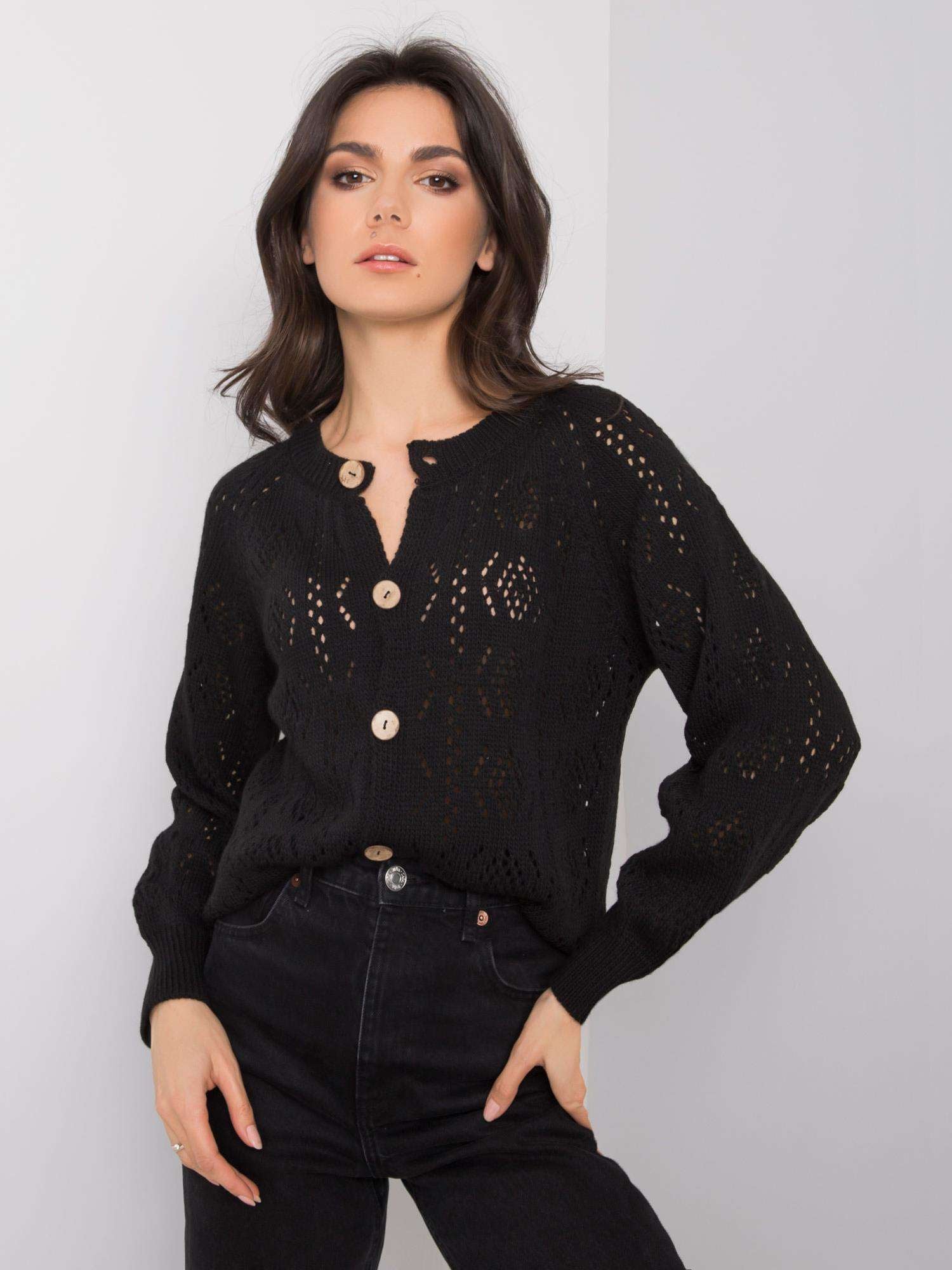OCH BELLA Czarny sweter rozpinany