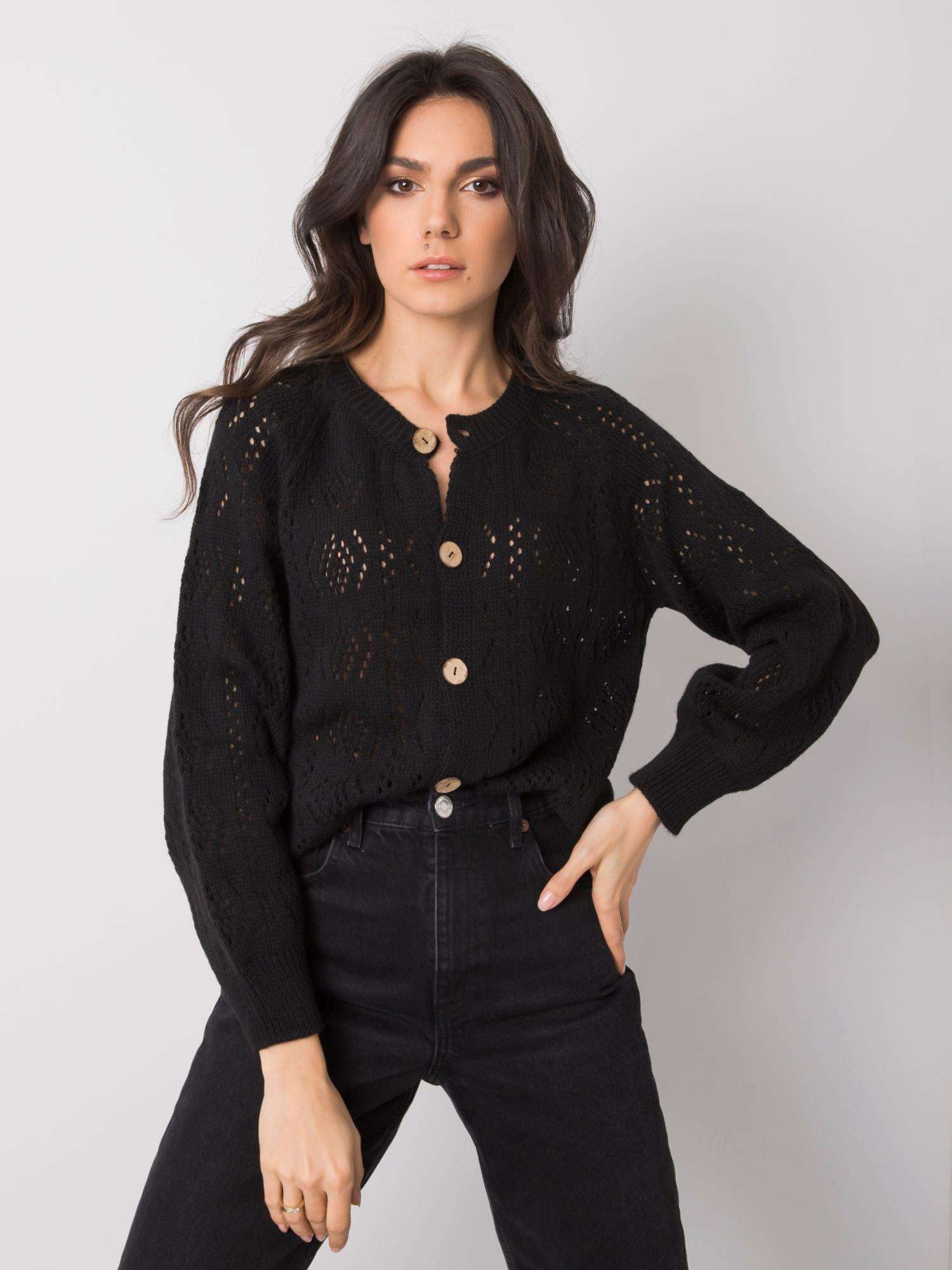 OCH BELLA Czarny sweter rozpinany