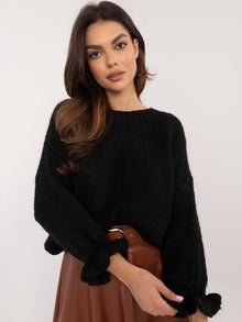 Czarny sweter oversize z domieszką wełny