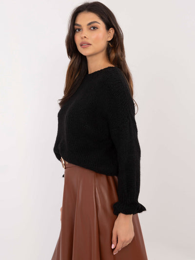Czarny sweter oversize z domieszką wełny